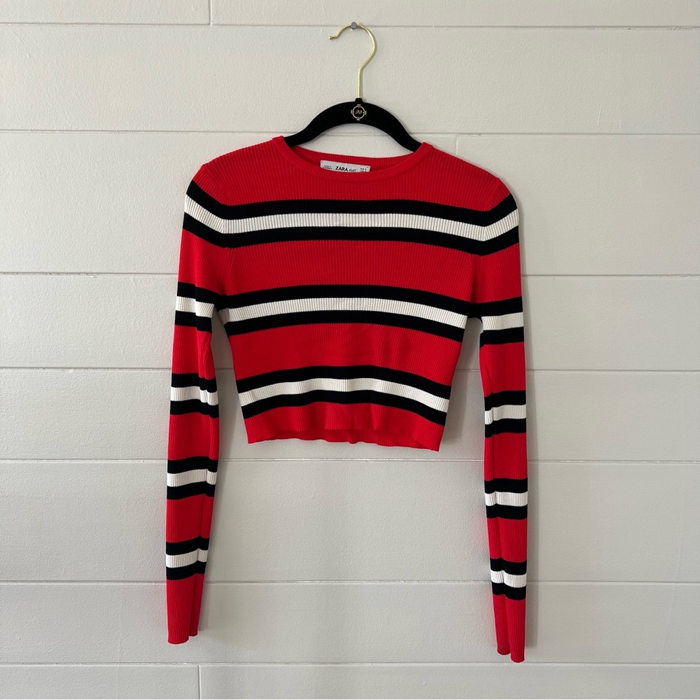 Zara long sleeve striped crop